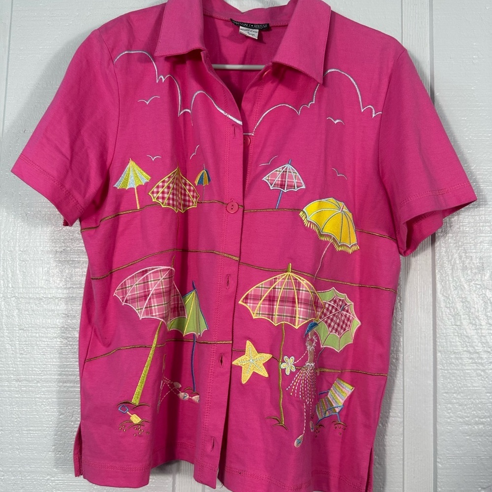 Marshall Russo  Vintage Pink Short Sleeve Capri Set Size M EUC - Picture 7 of 12